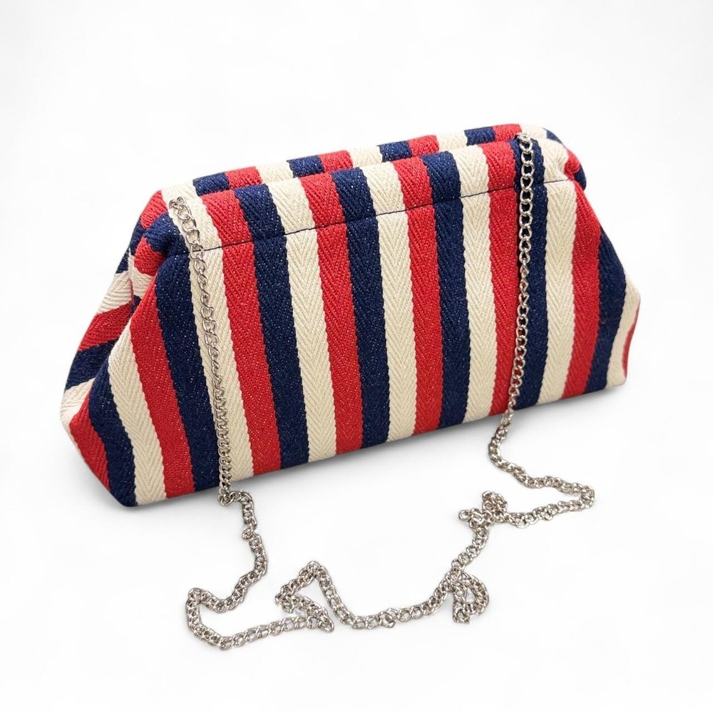 NWT Savanna red, white, and blue striped clutch